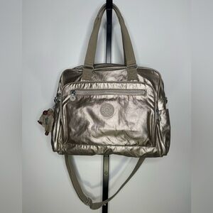 Kipling Alanna Champagne Metallic Tote Bag
